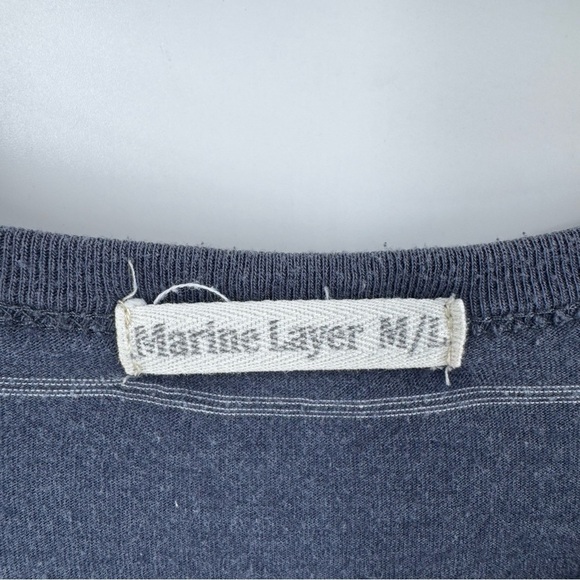 Marine Layer Blue and Silver Short Sleeve Tee with front pocket - Picture 4 of 6